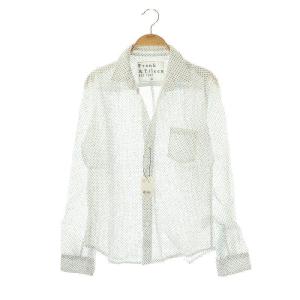 BARRY 小花柄 リネン シャツ 長袖 オープンカラー XS 白 ホワイト /AT OS AD