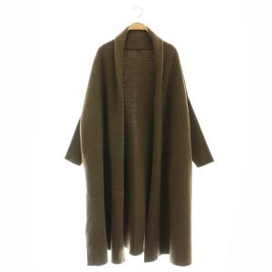 スムース ニット ガウンコート コーディガン ロング ブラウン /DF OS