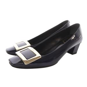 ベル ヴィヴィエ パンプス 36 ネイビー