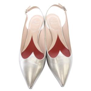 ROGER VIVIER アイラブヴィヴィエ スリングバック パンプス ポインテッドトゥ ピンヒール 35.5 シルバー色 /SR8