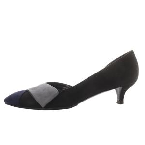 パンプス ハイヒール ポインテッドトゥ スエード 35.5 ブラック ネイビー グレー 182026Z