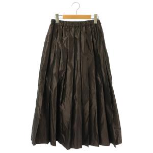 シャンブレー タフタ プリーツスカート 36 茶 /MI OS