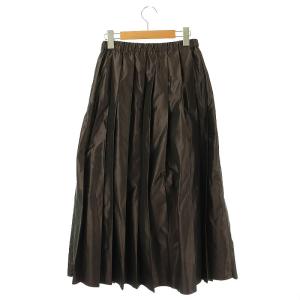 UNITED ARROWS シャンブレー タフタ プリーツスカート 36 茶 /MI OS