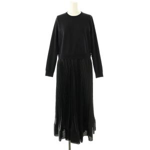 コンビ プリーツ ワンピース ニット切替 FREE 紺 黒 /MI OS