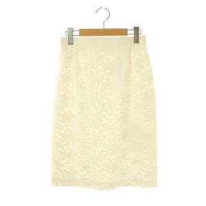 フラワー刺繍 タイトスカート 36 オフホワイト /MI OS