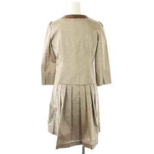 ANAYI セットアップ 2点セット ワンピース 膝丈 ノースリーブ プリーツ ジャケット ノーカラー 薄手 36