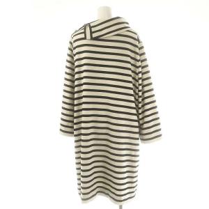 kate spade new york ボーダーハートボタンワンピース チュニック 膝丈 長袖 M ブラック オフホワイト /DO OS