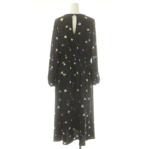 kate spade new york パンジー柄ワンピース ロング 長袖 M ダークネイビー マルチカラー /DO OS