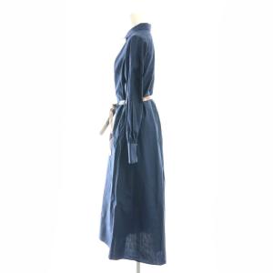 BLUE LABEL CRESTBRIDGE ロングスリーブ チェック シャツワンピース ロング リボンベルト付き 38 ネイビー /DF OS