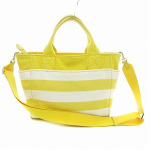 kate spade new york 2WAY トートバッグ ショルダー キャンバス ボーダー ロゴ 黄 イエロー /JS