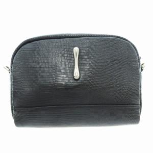 ショルダーバッグ リザード型押し PVC 黒 ブラック /JS