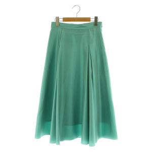 22SS シルクカルゼタックフレアスカート ロング フレア 36 ターコイズ /MY OS
