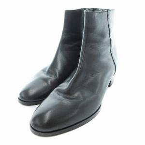 ショートブーツ アーモンドトゥ レザー 22.5cm 黒 ブラック /JS