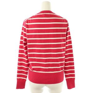 POLO RALPH LAUREN コットン ボーダー ニット カーディガン XS TP レッド ホワイト /ES OS