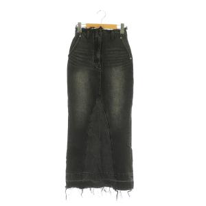 23AW MERMAID DENIM マーメイドデニムスカート ロング カットオフ 0 ブラック /MY