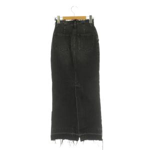 MOUSSY 23AW MERMAID DENIM マーメイドデニムスカート ロング カットオフ 0 ブラック /MY