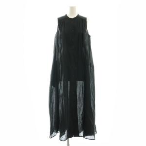 小鳥の歌のドレス ノースリーブ シャツワンピース バンドカラー 36 黒 /MI OS