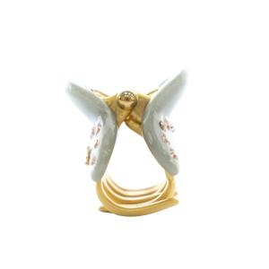 Alexandre De Paris ミニ ヘアクリップ 髪留め ヘアアクセサリー ラインストーン ロゴ 水色 ライトブルー ゴールドカラー