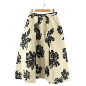 23AW ラメフラワージャガードタックスカート フレア ミモレ ロング 1 アイボリー /AT OS