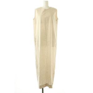 24SS 麻混ノースリーブワンピース マキシ ロング 36 生成り色 /AT OS