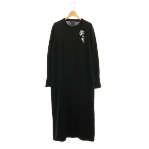 24AW コットンカシミヤビジューワンピース マキシ ロング 長袖 F 黒 ブラック 24080938535040
