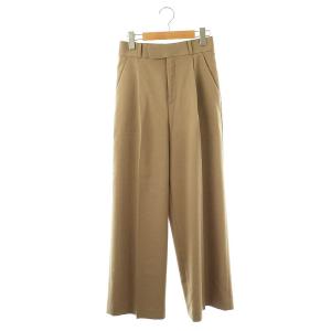 24SS エステルツイルストレッチスラックスパンツ ワイドパンツ タック 36 ベージュ /DF OS