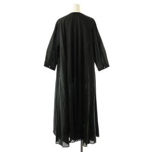 mizuiro ind mizuiroind スタンドカラー フレア ロング ワンピース ミモレ 七分袖 黒 ブラック /AT OS
