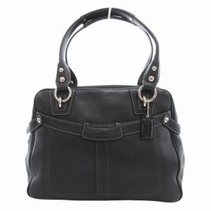 ペネロピ サッチェル ハンドバッグ ロゴ チャーム レザー 黒 ブラック 13169 /HO AA