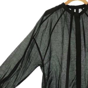 Nolley's 23SS 袖口シャーリングブラウス チュニック バンドカラー 38 黒 /MI OS