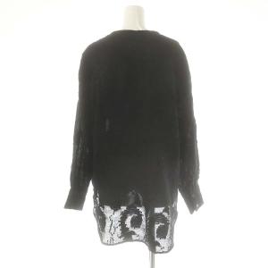 FLORENT JACQUARD SHEER BLOUSE ブラウス 長袖 クルーネック 1 黒 ブラック /AT OS