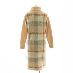 BLUE LABEL CRESTBRIDGE クレストブリッジチェック ニット ワンピース ひざ丈 タートルネック 36 ベージュ マルチカラー /DF