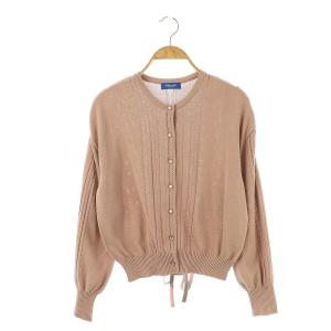 コットンバックリボンクルーネックカーディガン ニット 長袖 38 ピンク /AT OS