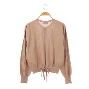 BLUE LABEL CRESTBRIDGE コットンバックリボンクルーネックカーディガン ニット 長袖 38 ピンク /AT OS