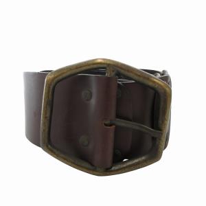 vintage ヴィンテージ ワイドレザーベルト 皮革 バックル 茶 ブラウン /FF SH