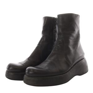 ブーツ ショート プラットフォーム サイドジップ レザー 36.5 ブラック /YO10 SH