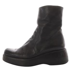 JIL SANDER ブーツ ショート プラットフォーム サイドジップ レザー 36.5 ブラック /YO10 SH