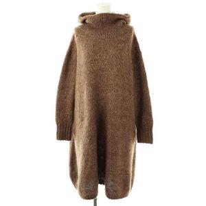 モヘア混オーバーサイズフーデッドニットワンピース 0 ブラウン