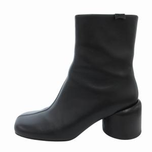CAMPER アンクルブーツ ショート スクエアトゥ サイドジップ レザー チャンキーヒール Niki 37 黒 ブラック