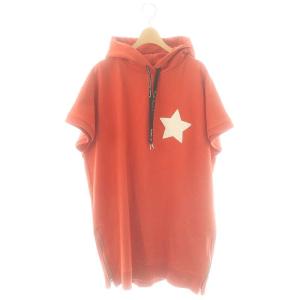 ノースリーブ パーカー プルオーバー 刺繍 F レッド /DF OS