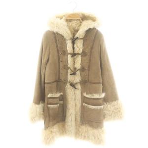 スタッズ裏地ボアムートンコート ダッフルコート アウター ロング 36 ベージュ /DO OS