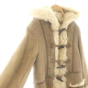 GRACE CONTINENTAL スタッズ裏地ボアムートンコート ダッフルコート アウター ロング 36 ベージュ /DO OS