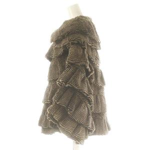 sov. ダブルスタンダードクロージング ラヴィットファー ティアード ジャケット ポンチョ 茶 /MI OS