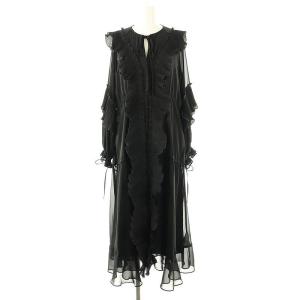 プリーツフリルディテールワンピース インナー付き F 黒 /MI OS