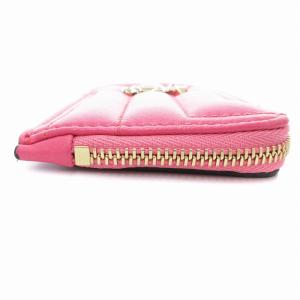 JIMMY CHOO カードケース コインケース レザー エンブレム ピンク /JS