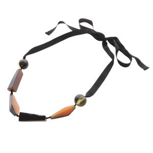 リボンネックレス 黒 ブラック 茶色 ブラウン 黒 ブラック /SR32