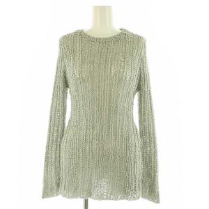 24SS BACK SLIT CROCHET KNIT TOPS ニット カットソー 長袖 スリット F