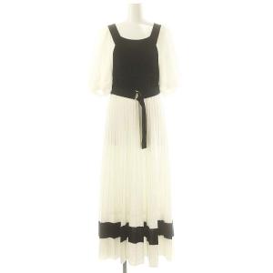 22SS バイカラーニットワンピース インナー付き ベルト付き 36 白 黒 /MI OS