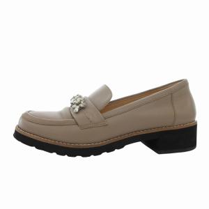 MACKINTOSH PHILOSOPHY MACKINTOSHPHILOSOPHY ローファー スリッポン シューズ  ビジュー レザー カットストーン 24 グレージュ /FF