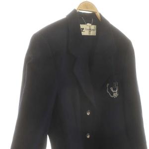 courreges ロゴ ウール テーラードジャケット 9AR 紺 /MI OS