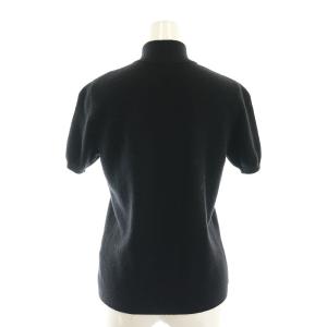 courreges カシミヤ ロゴ刺繍 半袖 ニット カットソー 9 黒 ブラック /AT OS